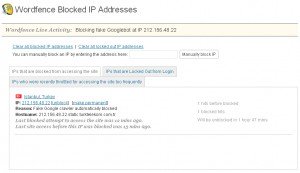 wordfence blocking ip 300x173 » Wordfence: Free WordPress Anti-virus dan Firewall Security Plugin Review